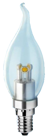 E14 Chandelier Bulb 3W (flame tip shape, clear)