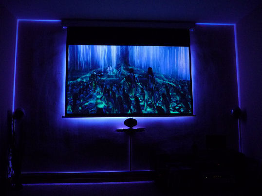 TV Console purple lighting