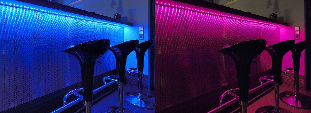 Wine bar color lighting